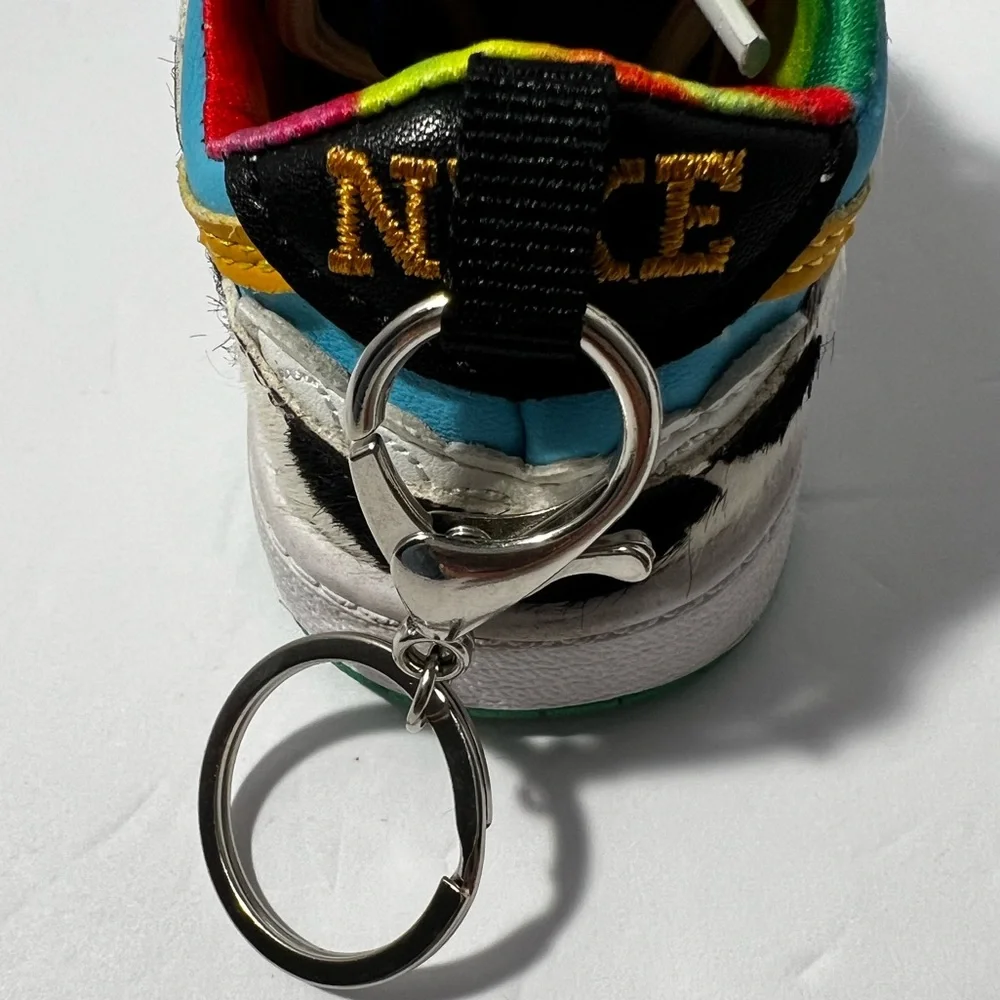 Ben & Jerry’s Nike Air Jordan 1 Low Chunky Dunky Sneaker 4.5” Keychain Cow Print
